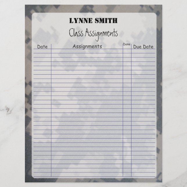 Camoflauge ACU för klasstilldelningar (Framsida)