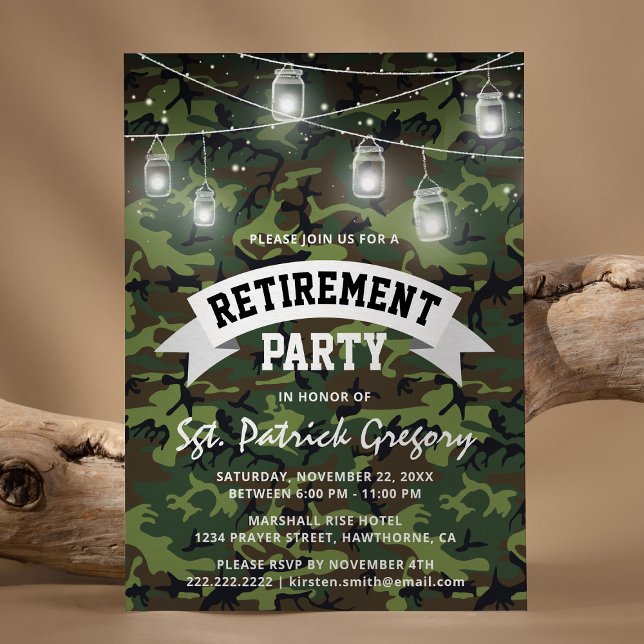 Camoflauge Soldier Veteran Pension Party Inbjudningar (Skapare uppladdad)