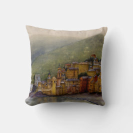 Camogli, Italien vattenfärgsmålning, fyllning Kudde