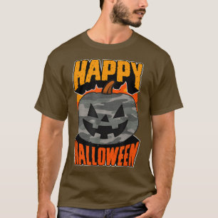 Camoue Camo Happy halloween Party Jack o lantern T Shirt