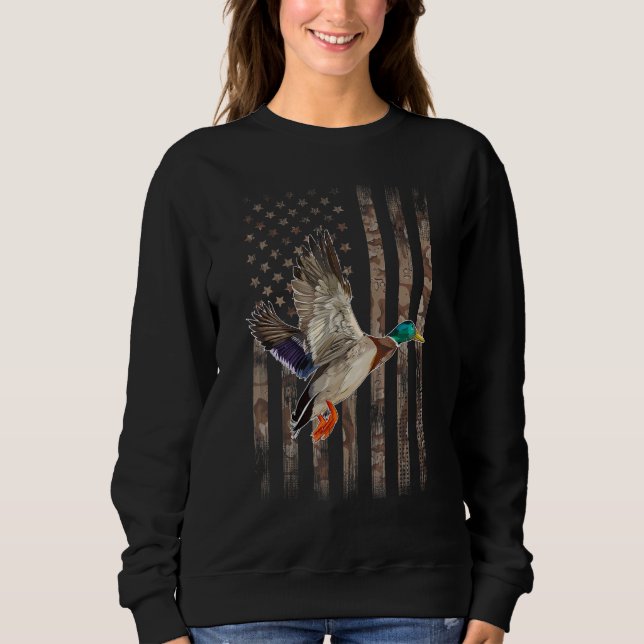 Camouflage American Flag Duck Hunting   Ducks Hunt T Shirt (Framsida)