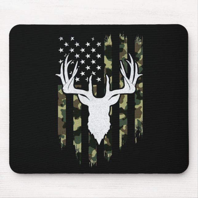 Camouflage American Flagga Hjort Hunting Musmatta (Framsidan)