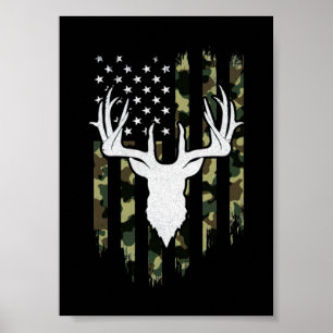 Camouflage American Flagga Hjort Hunting Poster