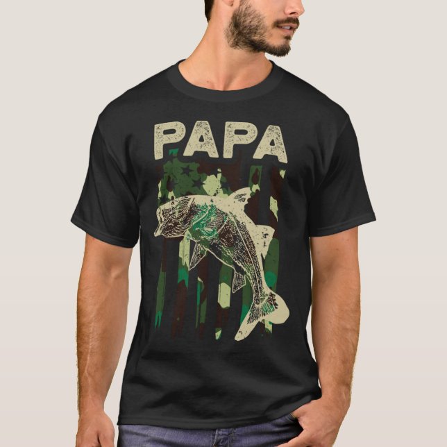 Camouflage American Flagga Snook Fishing Pappa Sno T Shirt (Framsida)