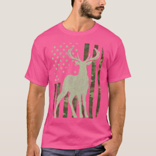 Camouflage American Flagga Usa Hunter Hjort Huntin T Shirt