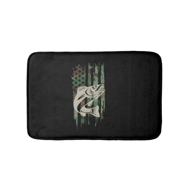 Camouflage American Flagga Walleye Fishing Badrumsmatta (Framsidan)