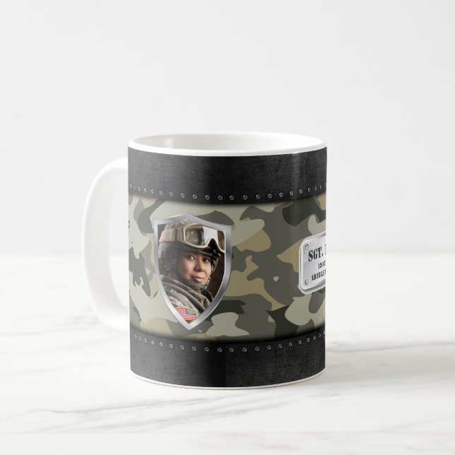 Camouflage Anpassade Militärfamiljegåva Kaffemugg (Framsida vänster)