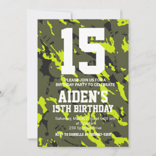 Camouflage Birthday Inbjudan