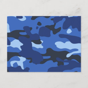 Camouflage Blue Camo Mönster Helg Vykort
