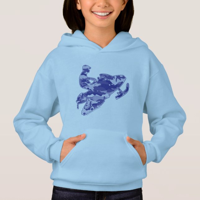 Camouflage Blue Snowmobile T Shirt (Framsida)
