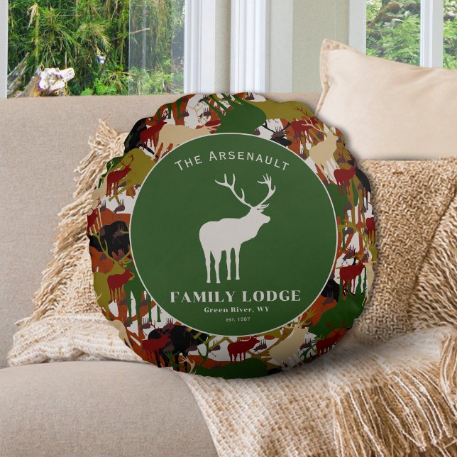 Camouflage Brown Green Personalized Rund Kudde (Skapare uppladdad)