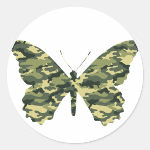 Camouflage Butterfly Silhouette Runt Klistermärke