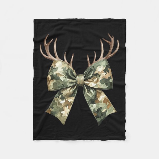 Camouflage Camo Coquette Bow Hunting Hjort Hunter  Fleecefilt (Framsidan)