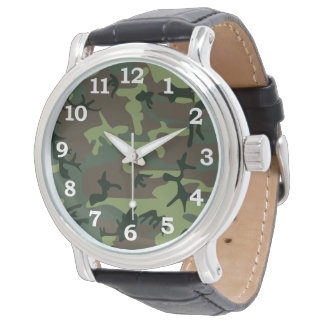 Camouflage Camo Grönt Brown Mönster Armbandsur