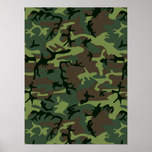 Camouflage Camo Grönt Brown Mönster Poster