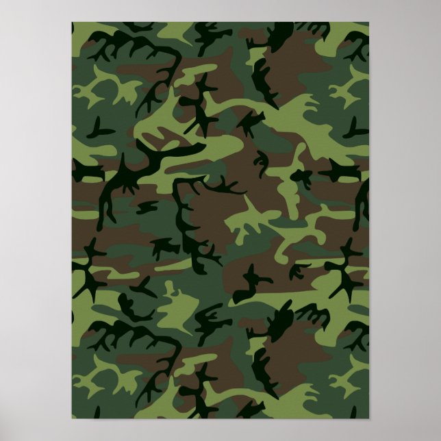 Camouflage Camo Grönt Brown Mönster Poster (Framsidan)