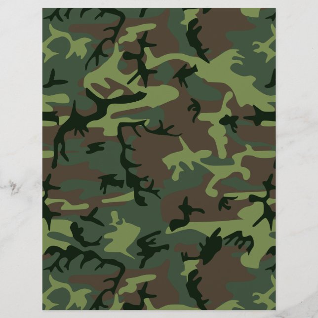 Camouflage Camo Grönt Brown Mönster Reklamblad (Baksidan)