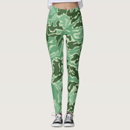 Camouflage Camo Grönt Gult Leggings