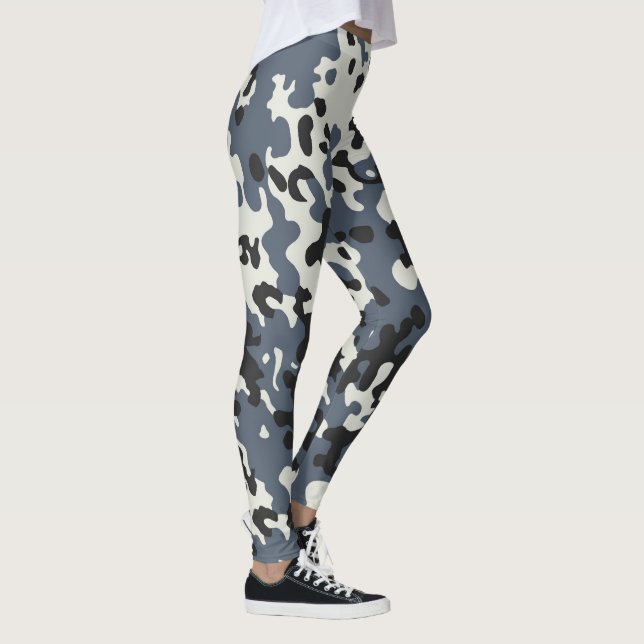 Camouflage Camo Police Grått Black White Leggings (Höger)