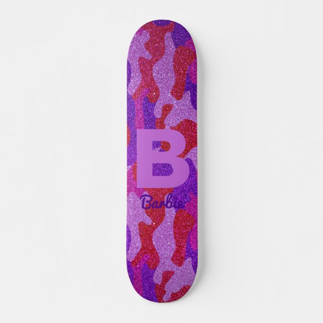 Camouflage Camo Shock rosa Red & Lila Glitter Mini Skateboard Bräda 18,5 Cm (Framsida)