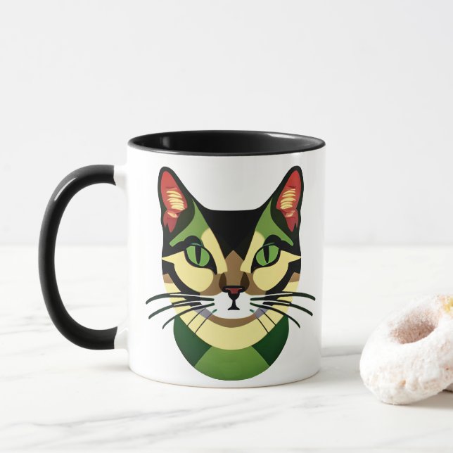 Camouflage Cat Porträtt Mugg (Med munk)