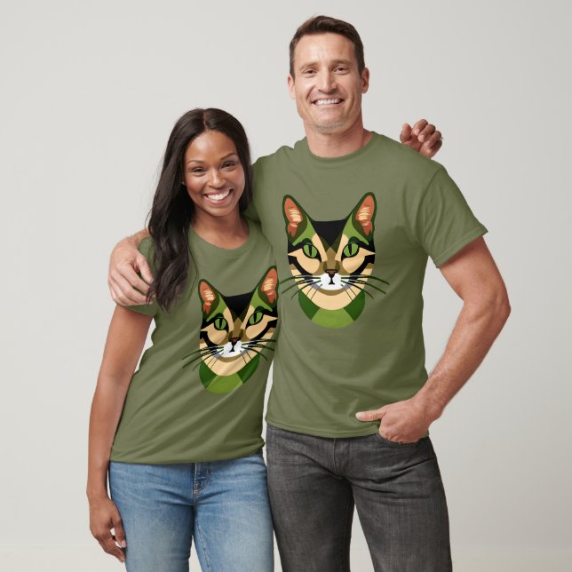 Camouflage Cat Porträtt T Shirt (Unisex)