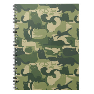 Camouflage Cats Mönster Army Grönt Kattunge Camo Anteckningsbok