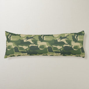 Camouflage Cats Mönster Army Grönt Kattunge Camo Kroppskudde