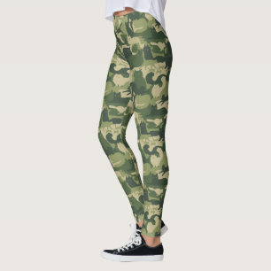 Camouflage Cats Mönster Army Grönt Kattunge Camo Leggings
