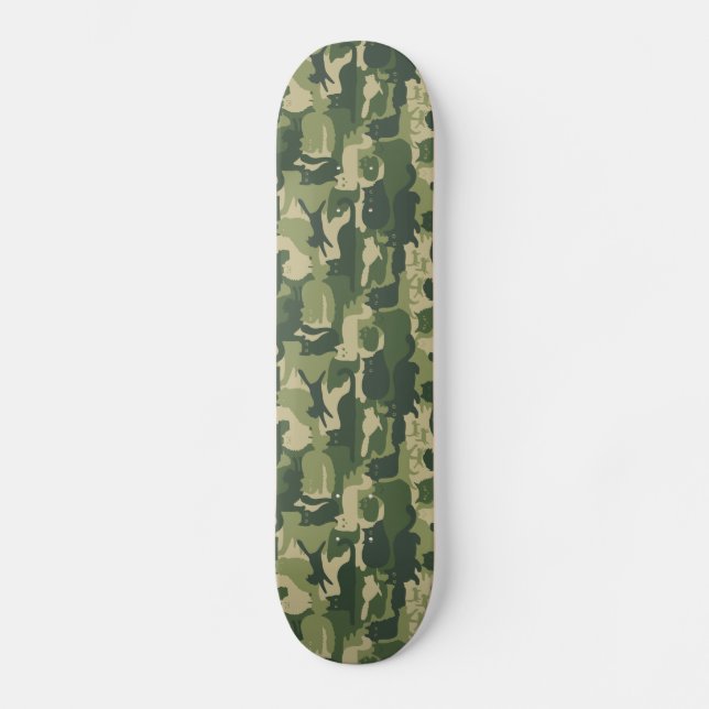Camouflage Cats Mönster Army Grönt Kattunge Camo Mini Skateboard Bräda 18,5 Cm (Framsida)