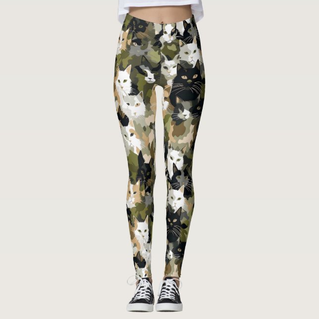 Camouflage Cute Cats Leggings (Framsida)