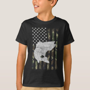 Camouflage Flagga Walleye Fishing Angler T Shirt