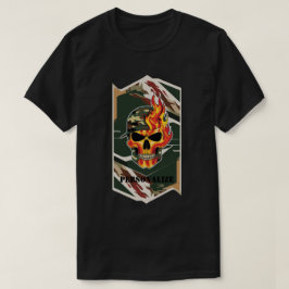 Camouflage Flaming Military Stil Forest Black GI T Shirt