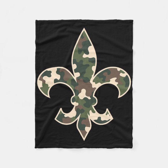 Camouflage Fleur De Lys Camo Mardi Gras Festive Ne Fleecefilt (Framsidan)
