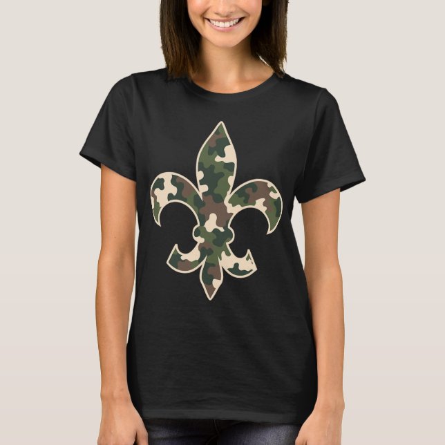 Camouflage Fleur De Lys Camo Mardi Gras Festive Ne T Shirt (Framsida)