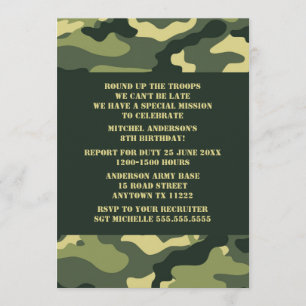 Camouflage Födelsedagsfest Inbjudan - Realistisk v