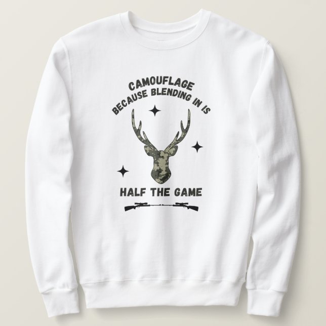 Camouflage Funny Say | Hjort Hunting Lång Ärmad Tröja (Design framsida)