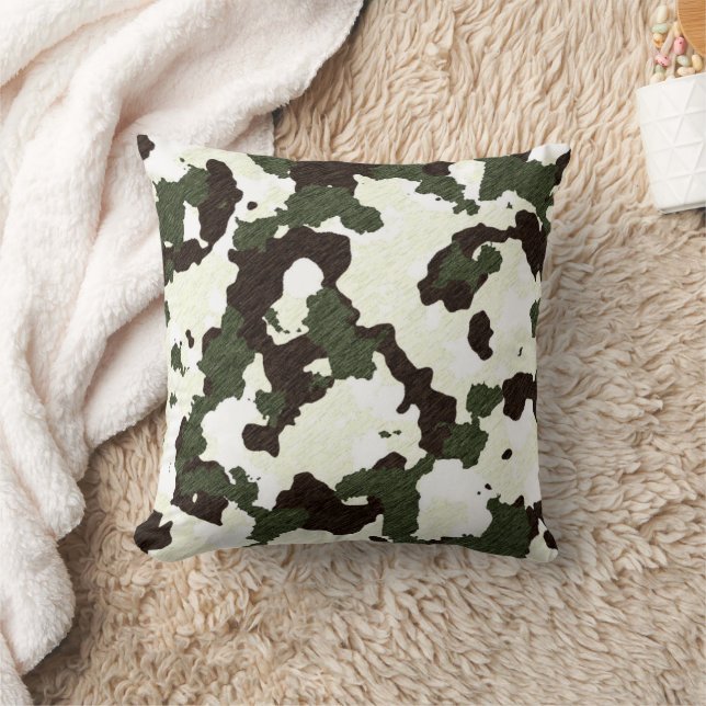 Camouflage Grått Brown White Decor Pillow Kudde (Filt)