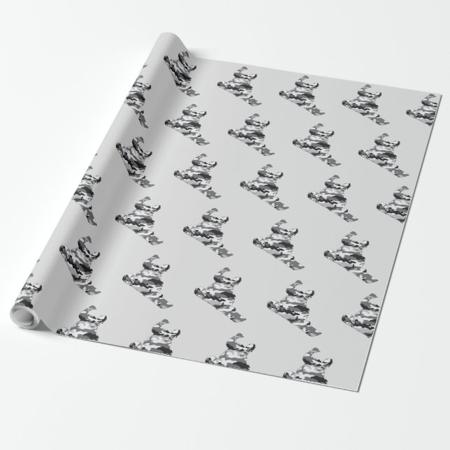 Camouflage Grått Snowboarder Presentpapper (Utrullad)