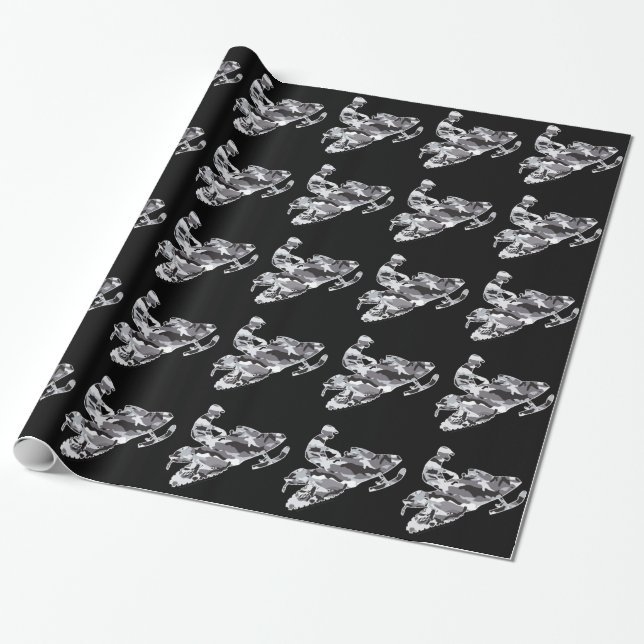 Camouflage Grått Snowmobiler Presentpapper (Utrullad)