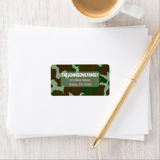 Camouflage Green & Dark Brown Return Address Label Adressetikett