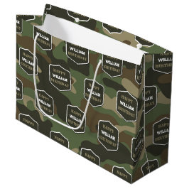 Camouflage Grönt Camo Army Monogram Birthday Namn