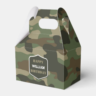 Camouflage Grönt Camo Army Monogram Birthday Namn Presentaskar