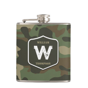 Camouflage Grönt Camo Army Mönster Monogram Fickplunta