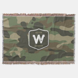 Camouflage Grönt Camo Army Mönster Monogram Filt