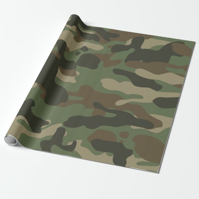 Camouflage Grönt Camo Army Mönster Presentpapper (Utrullad)