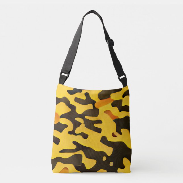 Camouflage gult black mönster Crossbody Bags Axelväska (Framsida)