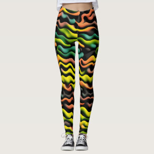 Camouflage Gult Orange Psychedelic Mönster Leggings