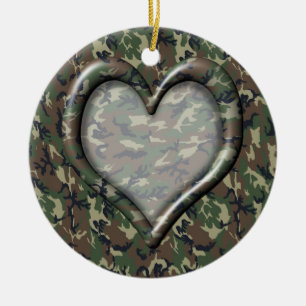 Camouflage Heart Julgransprydnad Keramik