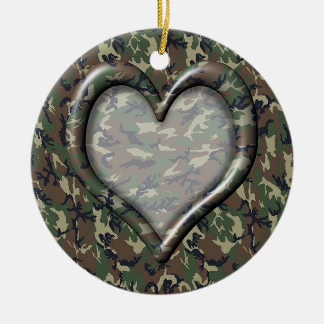 Camouflage Heart Julgransprydnad Keramik (Framsidan)